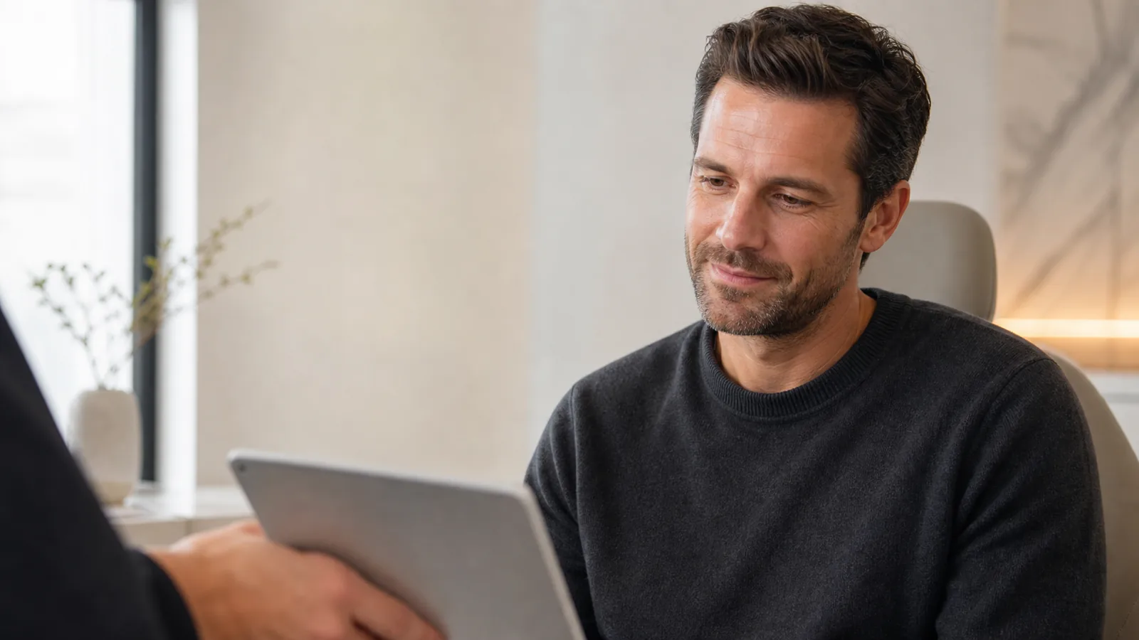 Patient reviewing a dental care plan